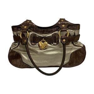 Bobbi by Sharif Reptile Brown/Silver Faux Leather Handbag